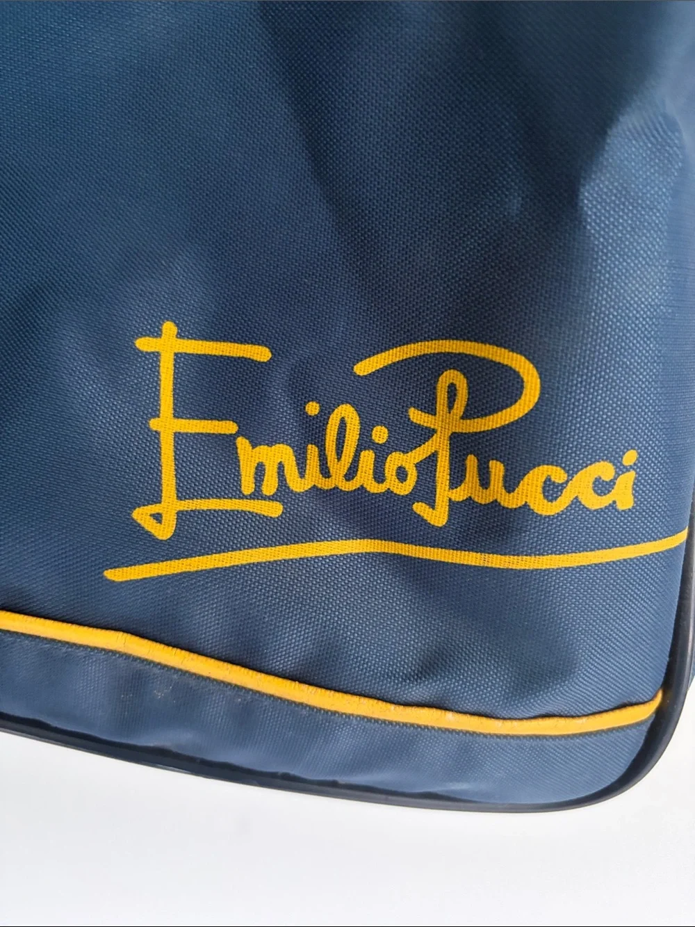 Emilio Pucci Navy and Yellow Messenger Bag